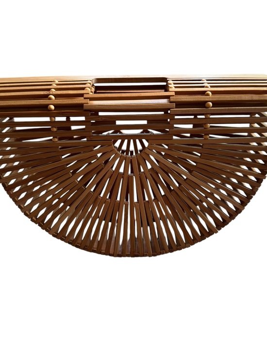 cult gaia Handbags - CULT GAIA Gaia’s Ark Small Top Handle Bag Bamboo Wood Bohemian Natural Tan BOX